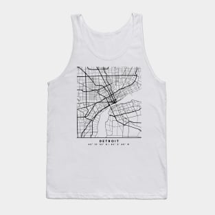 DETROIT MICHIGAN BLACK CITY STREET MAP ART Tank Top